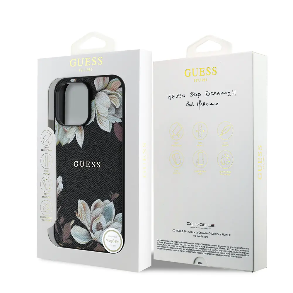 iPhone 14 Pro Max MagSafe Uyumlu Çiçek Tasarımlı Kılıf - Guess
