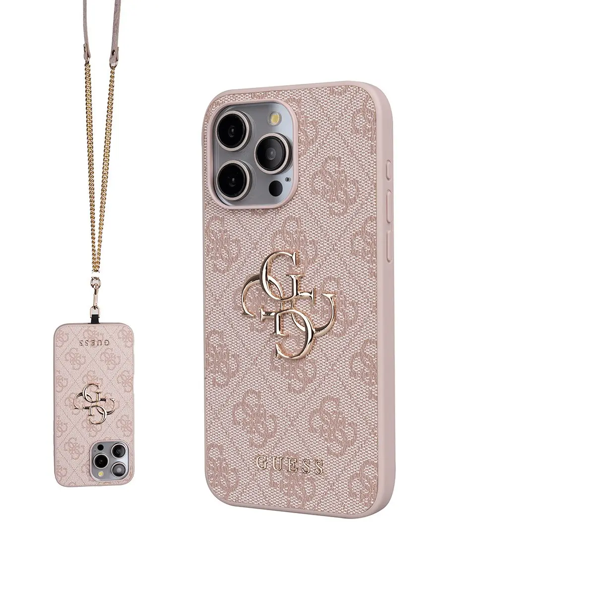 iPhone 14 Pro Max PU Deri Çapraz Askılı Kılıf - Guess 4G Metal Logo
