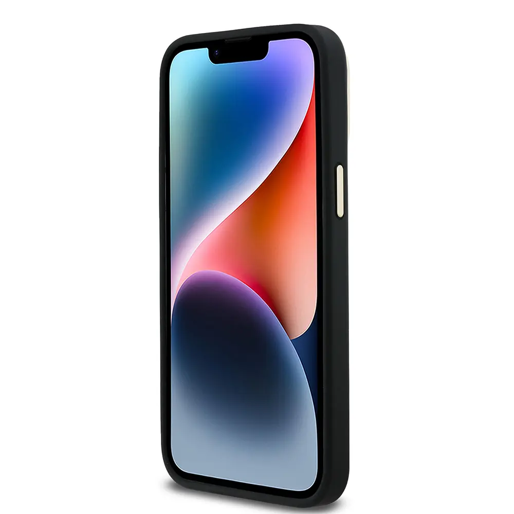 iPhone 14 Pro Max Kamera Standlı Taşlı PU Deri Kılıf - Guess 4G