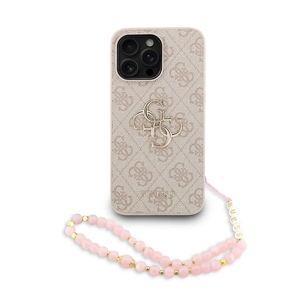 iPhone 14 Pro Max PU Deri Bilek Askılı Kılıf - Guess 4G Logolu