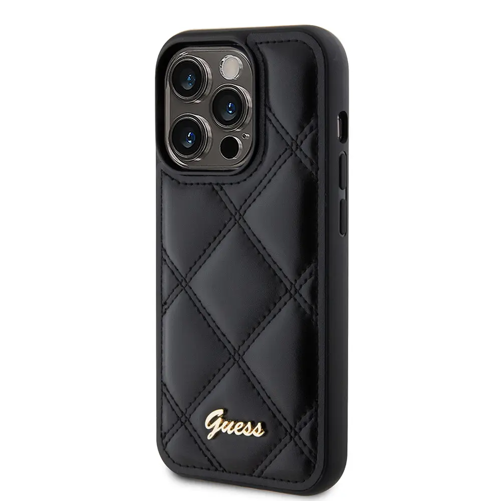 iPhone 14 Pro Max Kılıf, Lisanslı PU Deri Kapitone Kapak - Guess