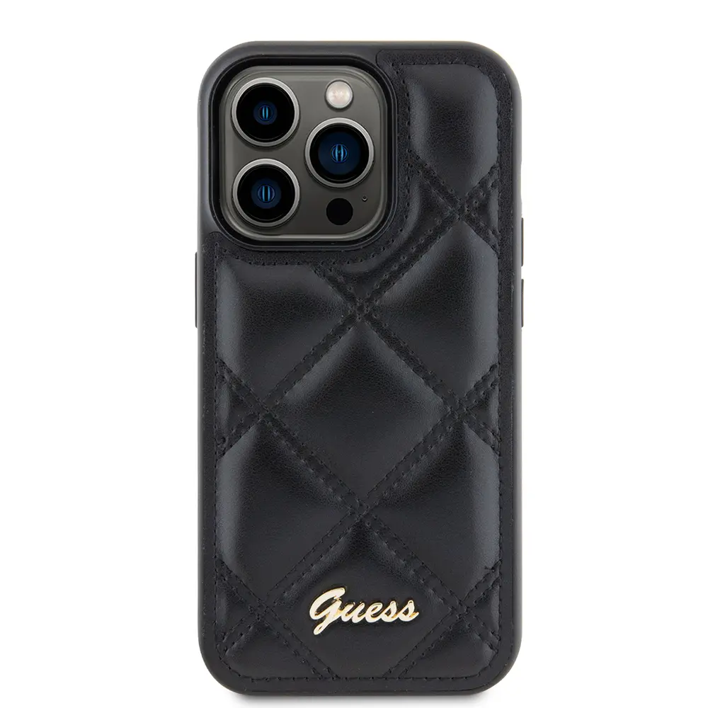 iPhone 14 Pro Max Kılıf, Lisanslı PU Deri Kapitone Kapak - Guess
