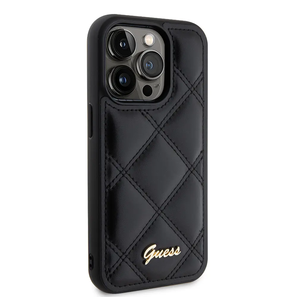 iPhone 14 Pro Max Kılıf, Lisanslı PU Deri Kapitone Kapak - Guess