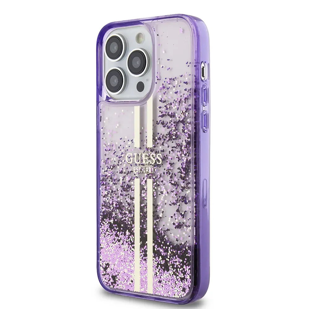 iPhone 14 Pro Max Transparan Sıvılı Simli Kılıf - Guess Lisanslı