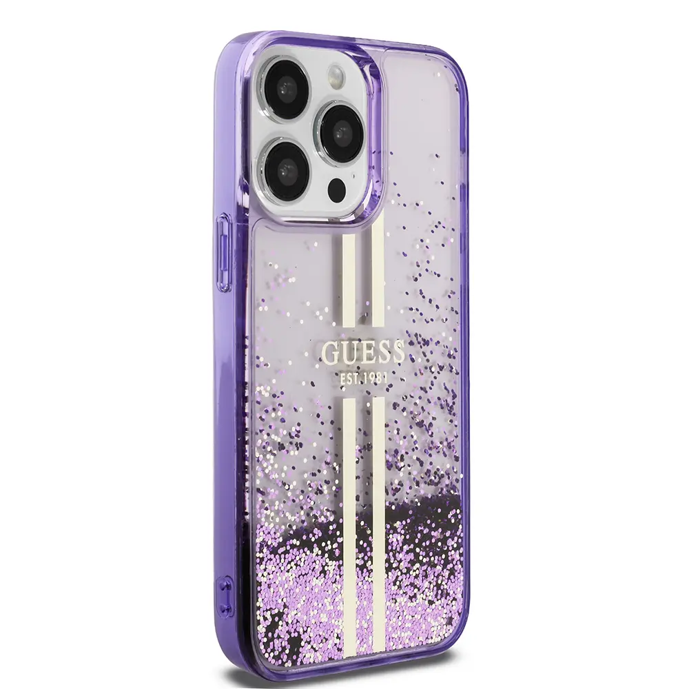 iPhone 14 Pro Max Transparan Sıvılı Simli Kılıf - Guess Lisanslı