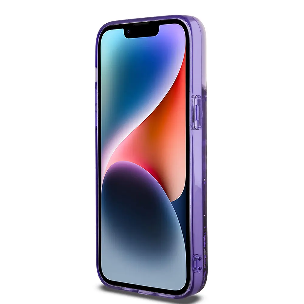 iPhone 14 Pro Max Transparan Sıvılı Simli Kılıf - Guess Lisanslı