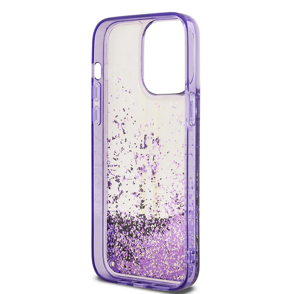iPhone 14 Pro Max Transparan Sıvılı Simli Kılıf - Guess Lisanslı