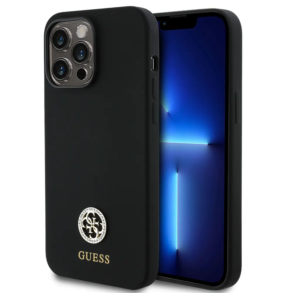 iPhone 14 Pro Max Silikon Kılıf, Taşlı 4G Logolu - Guess
