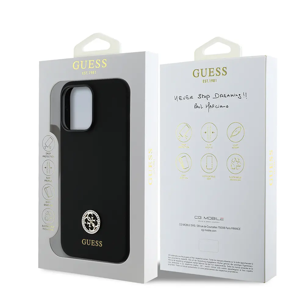 iPhone 14 Pro Max Silikon Kılıf, Taşlı 4G Logolu - Guess