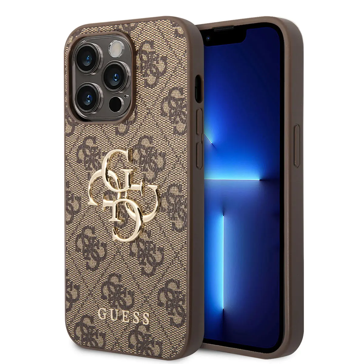 iPhone 14 Pro Max PU Deri Kılıf, Büyük Metal Logo - Guess