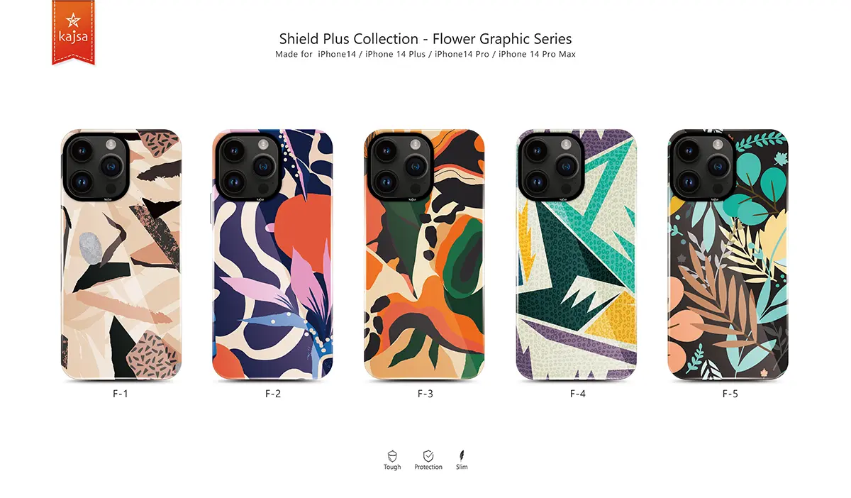 iPhone 14 Pro Max HD Desenli Kılıf - Kajsa Shield Plus Flower Graphic
