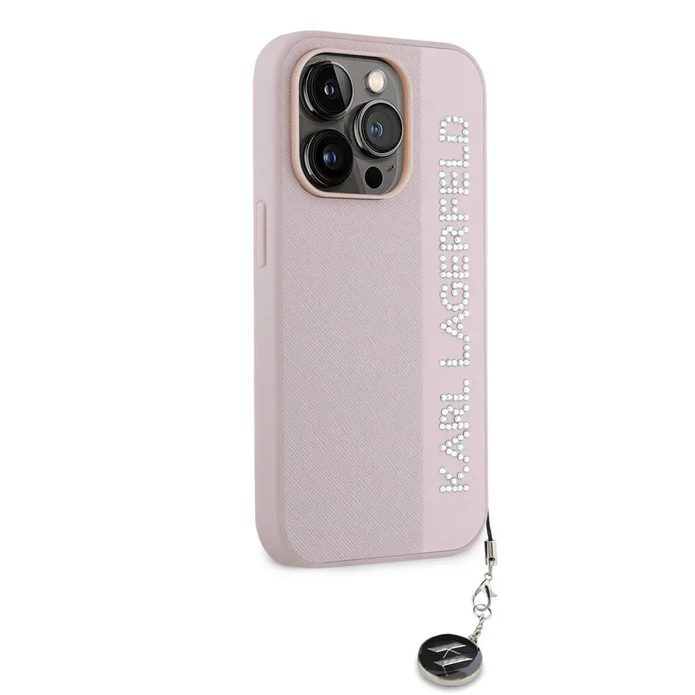 iPhone 14 Pro Max Kılıf, Anahtarlıklı Taşlı Saffiano - Karl Lagerfeld