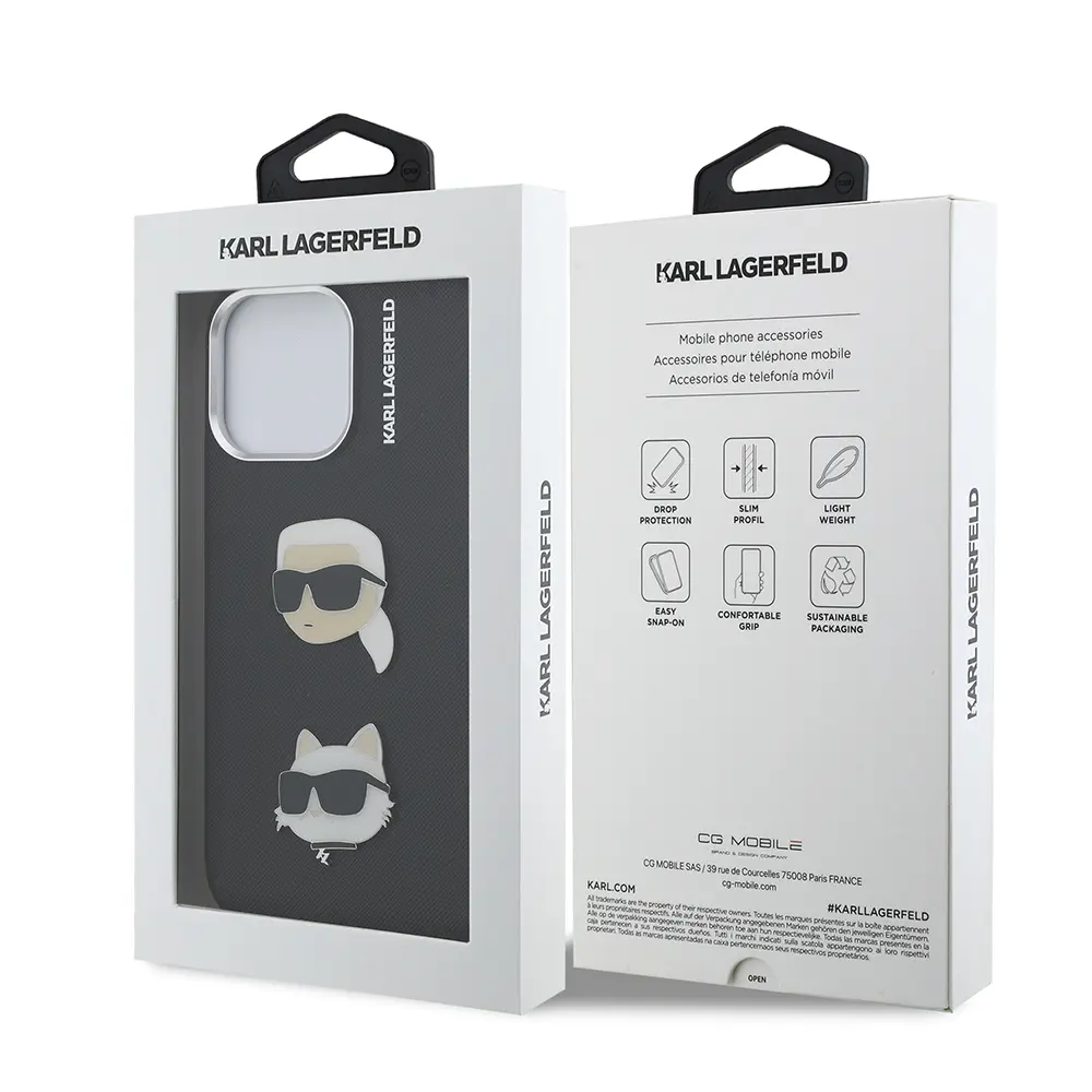 iPhone 14 Pro Max Kılıf, Lisanslı K&C Heads Pin Tasarım - Karl Lagerfeld