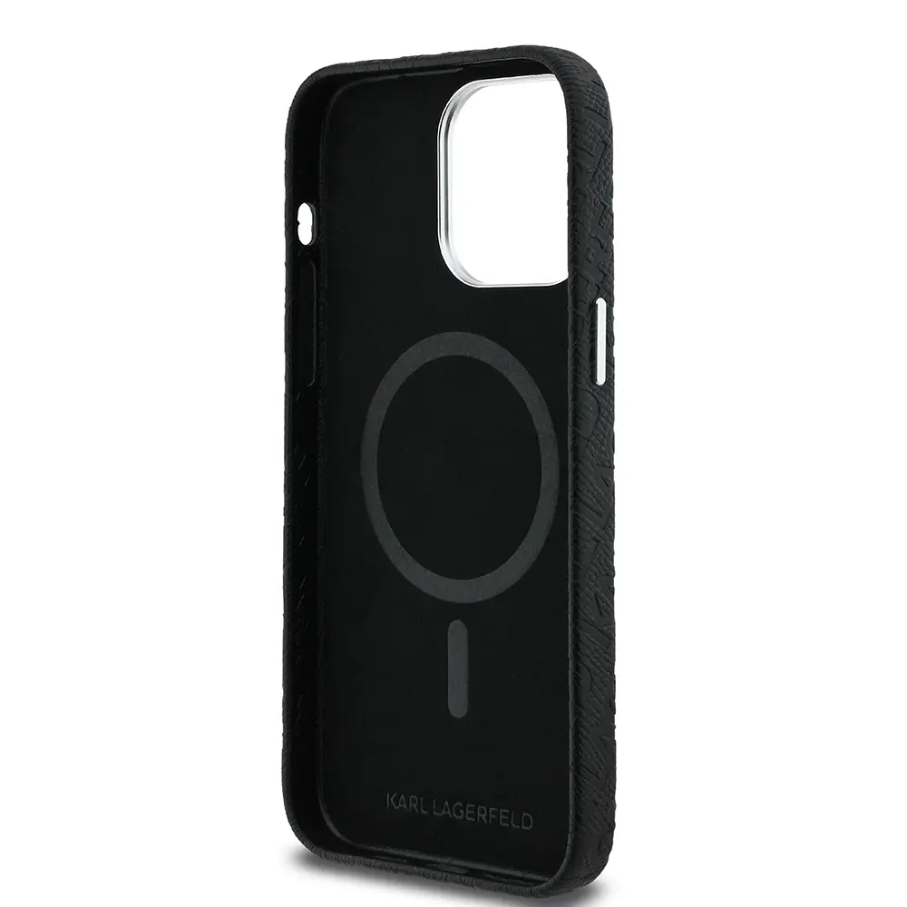 iPhone 14 Pro Max PU Deri Kılıf, Metal Logo Detaylı - Karl Lagerfeld