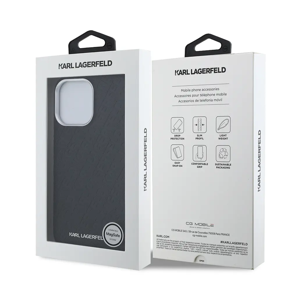 iPhone 14 Pro Max PU Deri Kılıf, Metal Logo Detaylı - Karl Lagerfeld