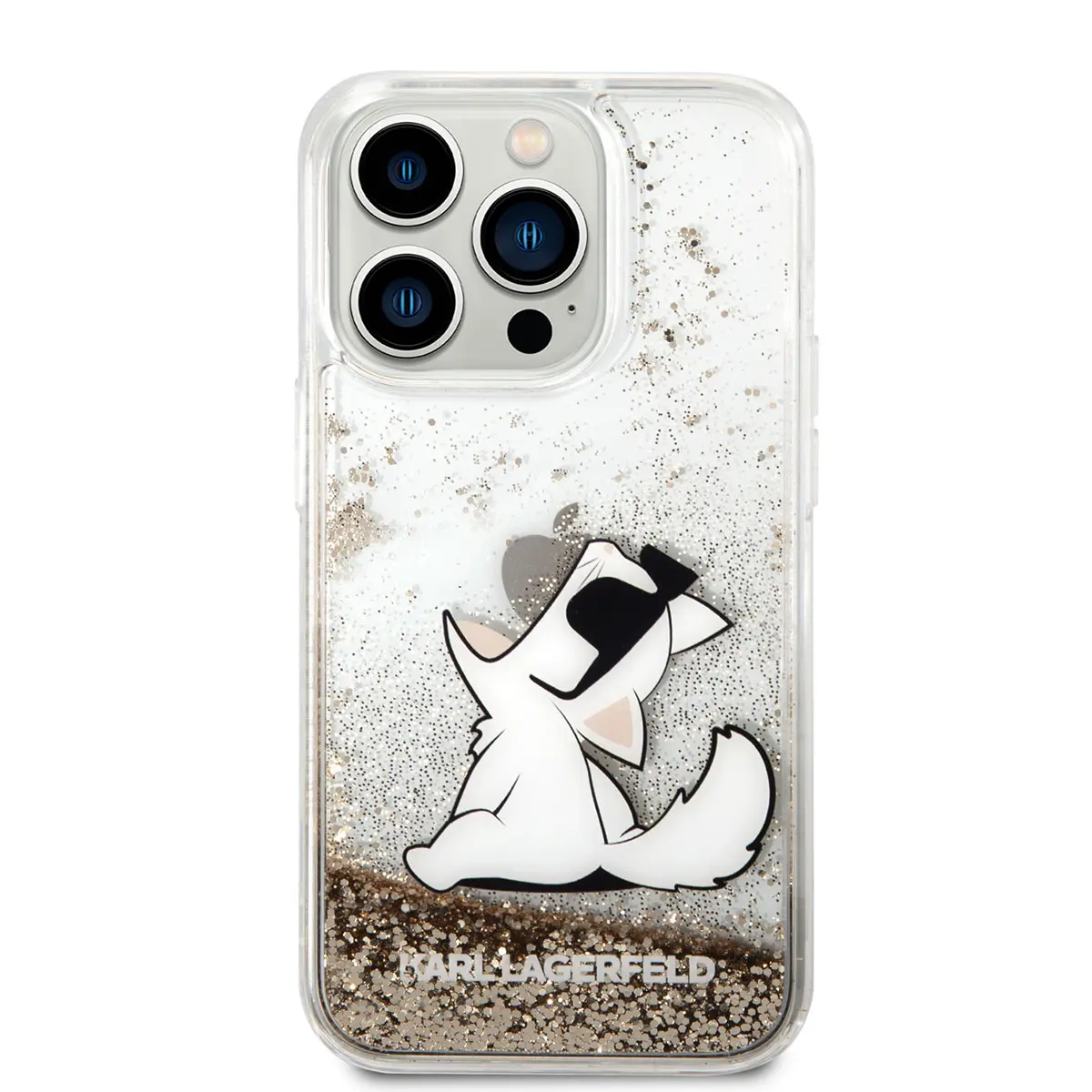 iPhone 14 Pro Max Sıvılı Simli Choupette Desenli Kılıf - Karl Lagerfeld