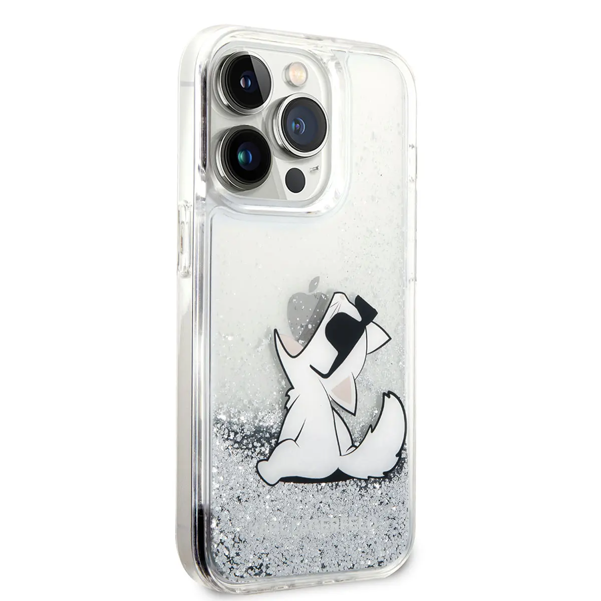 iPhone 14 Pro Max Sıvılı Simli Choupette Desenli Kılıf - Karl Lagerfeld