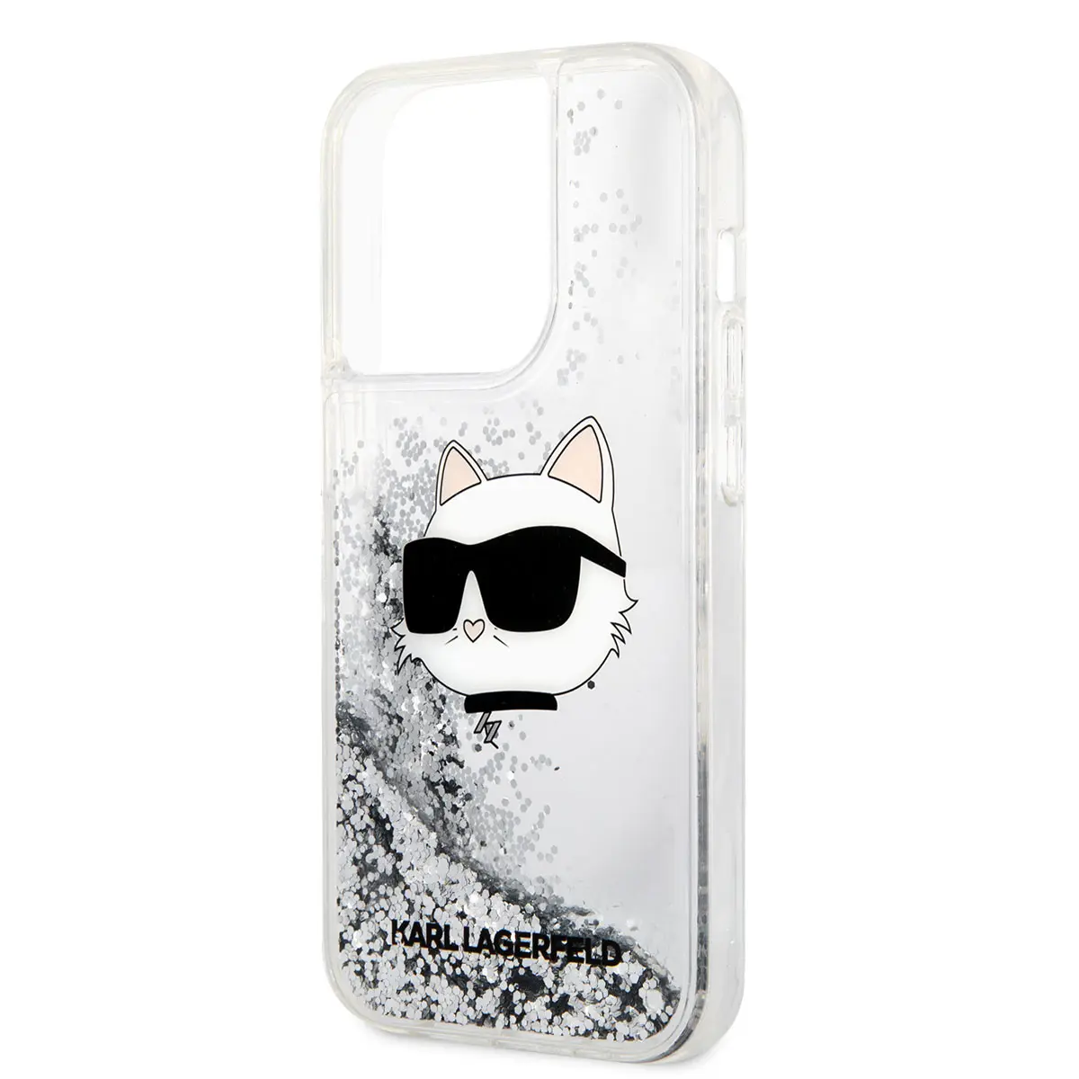 iPhone 14 Pro Max Sıvılı Simli Choupette Head Kılıf - Karl Lagerfeld