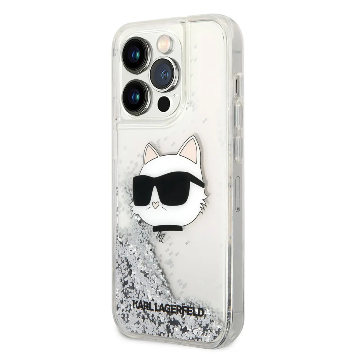 iPhone 14 Pro Max Sıvılı Simli Choupette Head Kılıf - Karl Lagerfeld