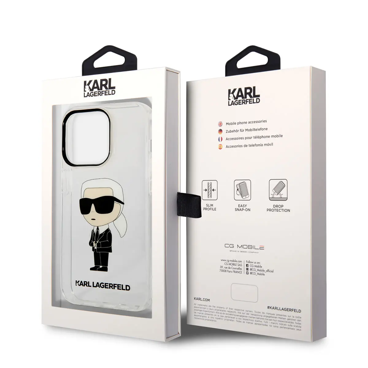 iPhone 14 Pro Max Şeffaf Kılıf - Karl Lagerfeld İkonik Karl Tasarım
