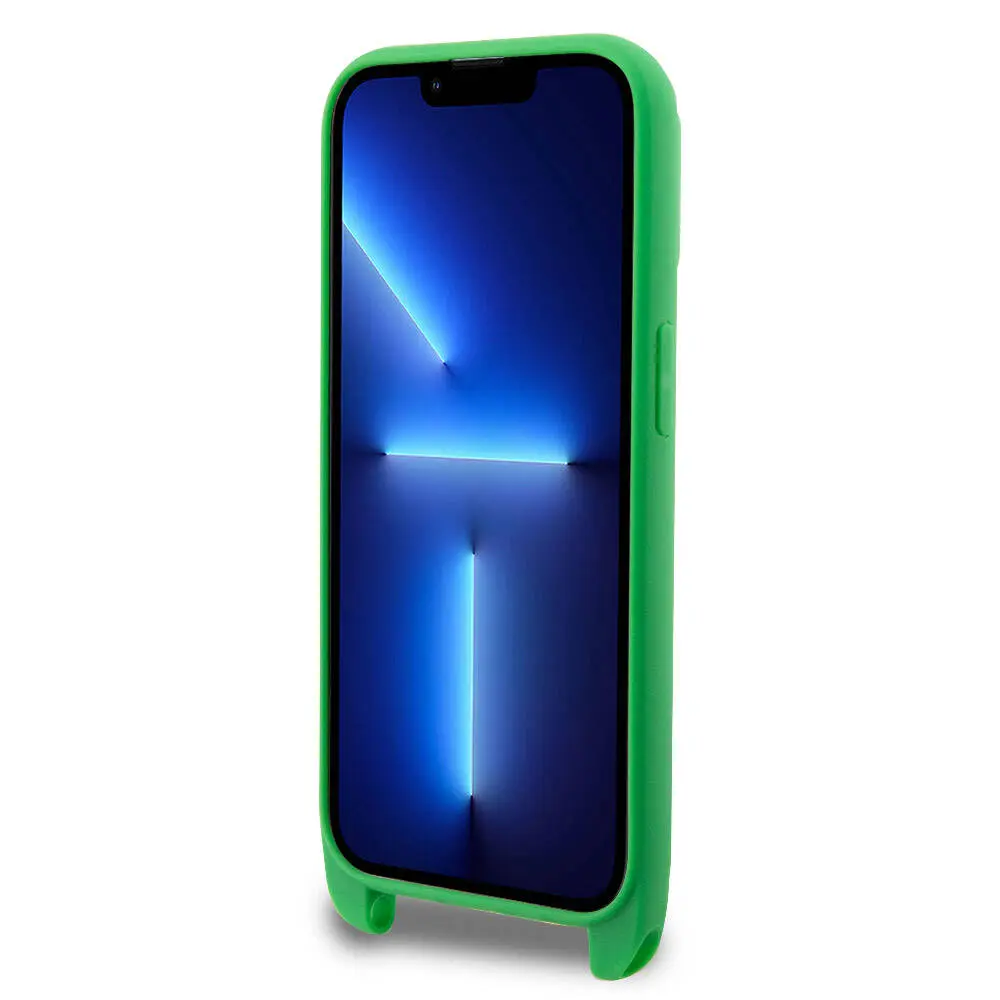 iPhone 14 Pro Max Lacoste Lisanslı PU Pike Desenli Askılı Kılıf