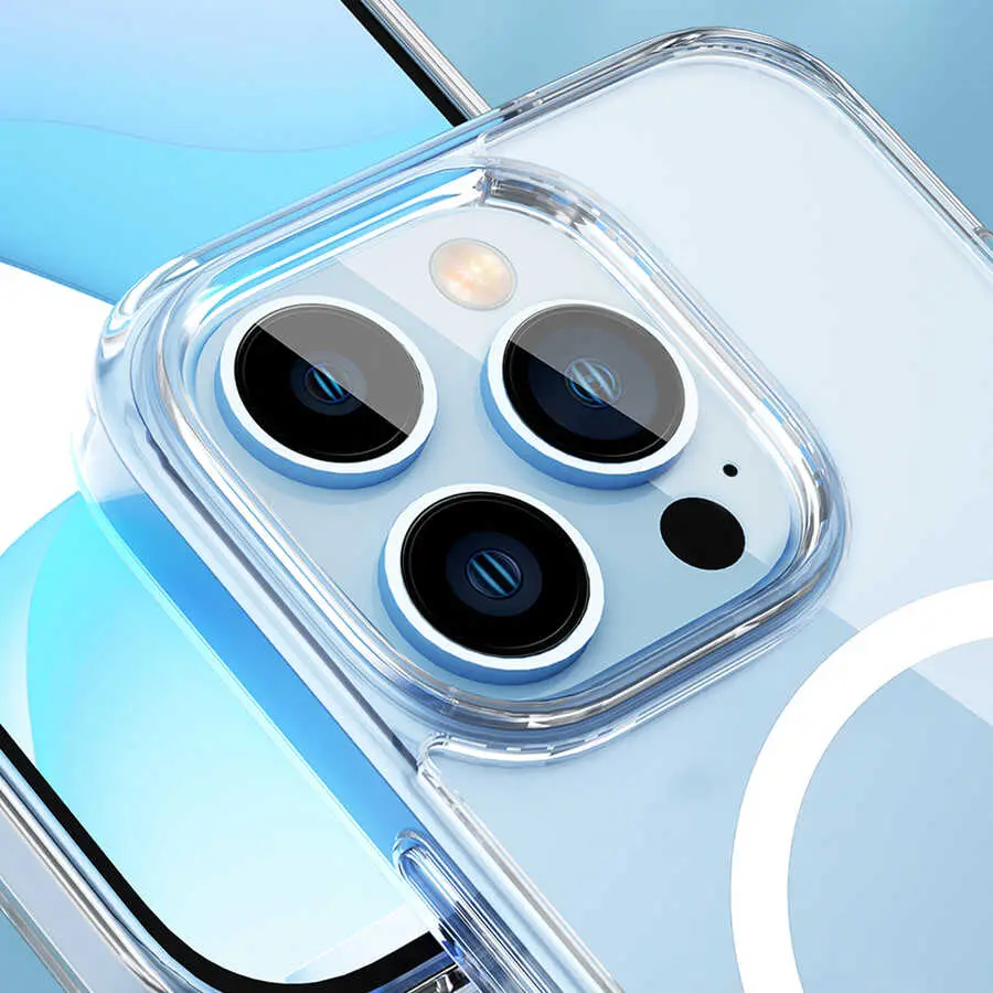 iPhone 14 Pro Max MagSafe Uyumlu Standlı Şeffaf Kılıf - Wiwu Aurora