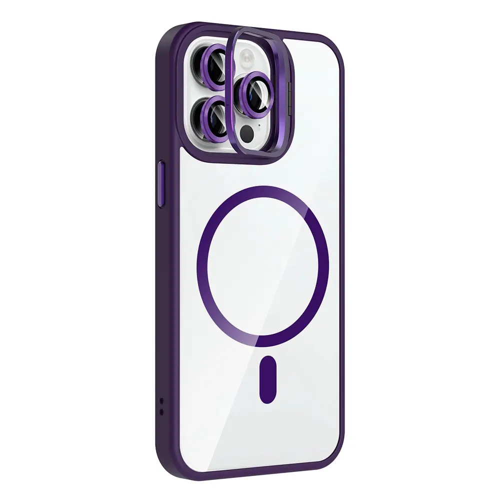 iPhone 14 Pro Max MagSafe Uyumlu Standlı Şeffaf Kılıf - Zore Etro