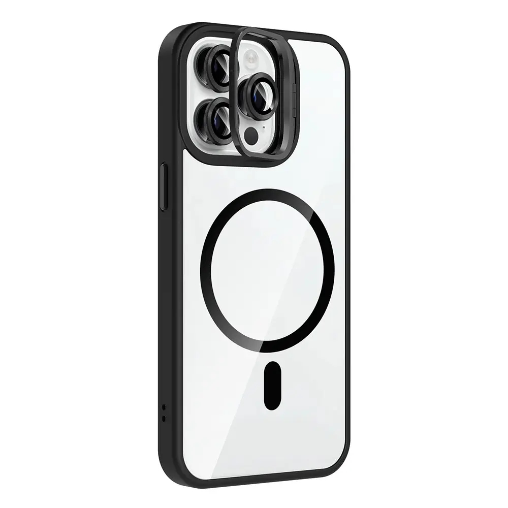iPhone 14 Pro Max MagSafe Uyumlu Standlı Şeffaf Kılıf - Zore Etro