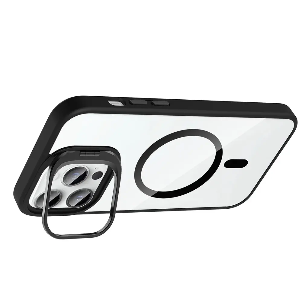 iPhone 14 Pro Max MagSafe Uyumlu Standlı Şeffaf Kılıf - Zore Etro