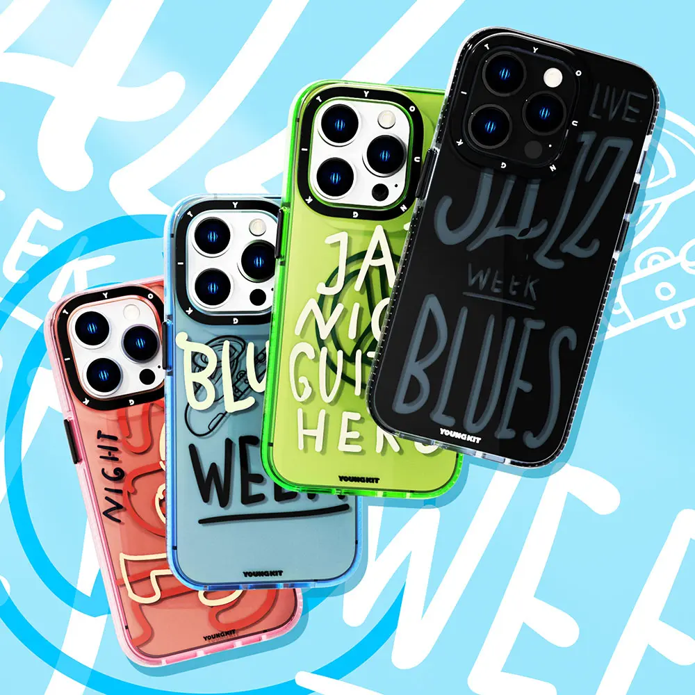 iPhone 14 Pro Max Şeffaf Yazı Temalı Kılıf - YoungKit Jazz Serisi