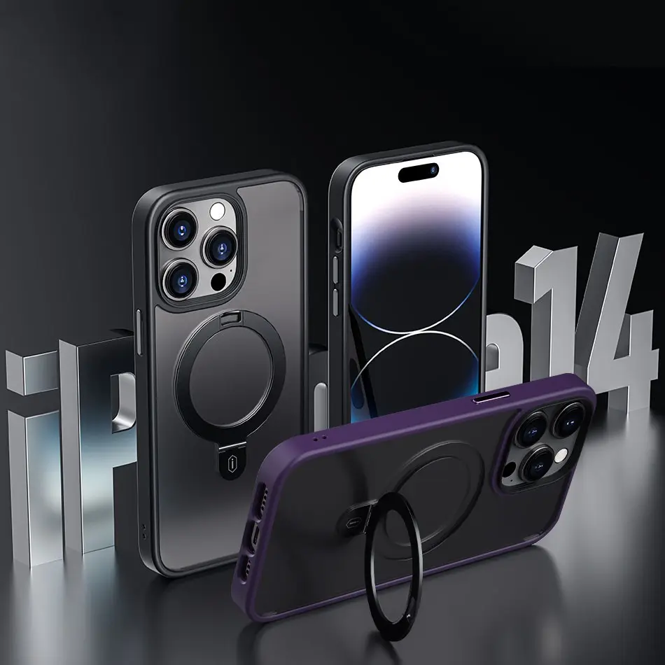 iPhone 14 Pro Max MagSafe Uyumlu Mat Transparan Standlı Kılıf - Wiwu ZMM-010