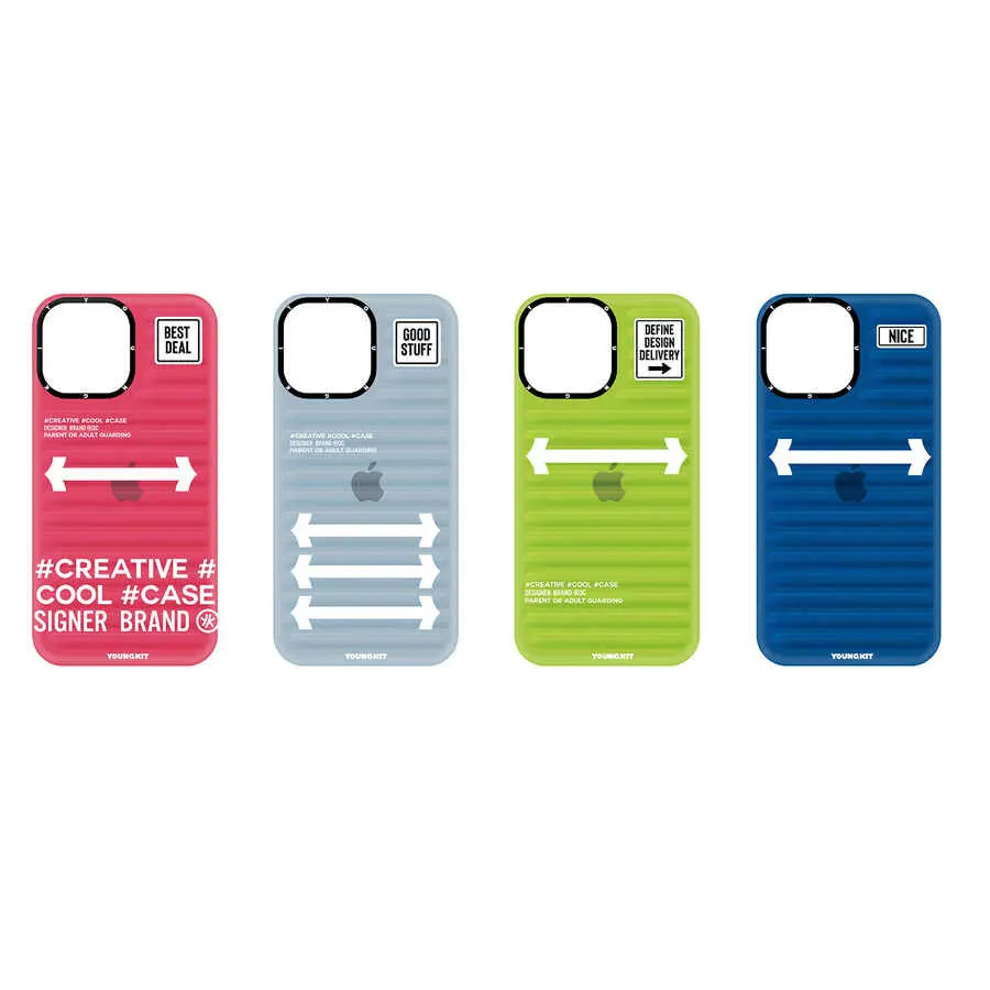 iPhone 14 Pro Max Kılıf, Tırtıklı Yüzeyli Darbe Emici Kapak - YoungKit Luggage FireFly