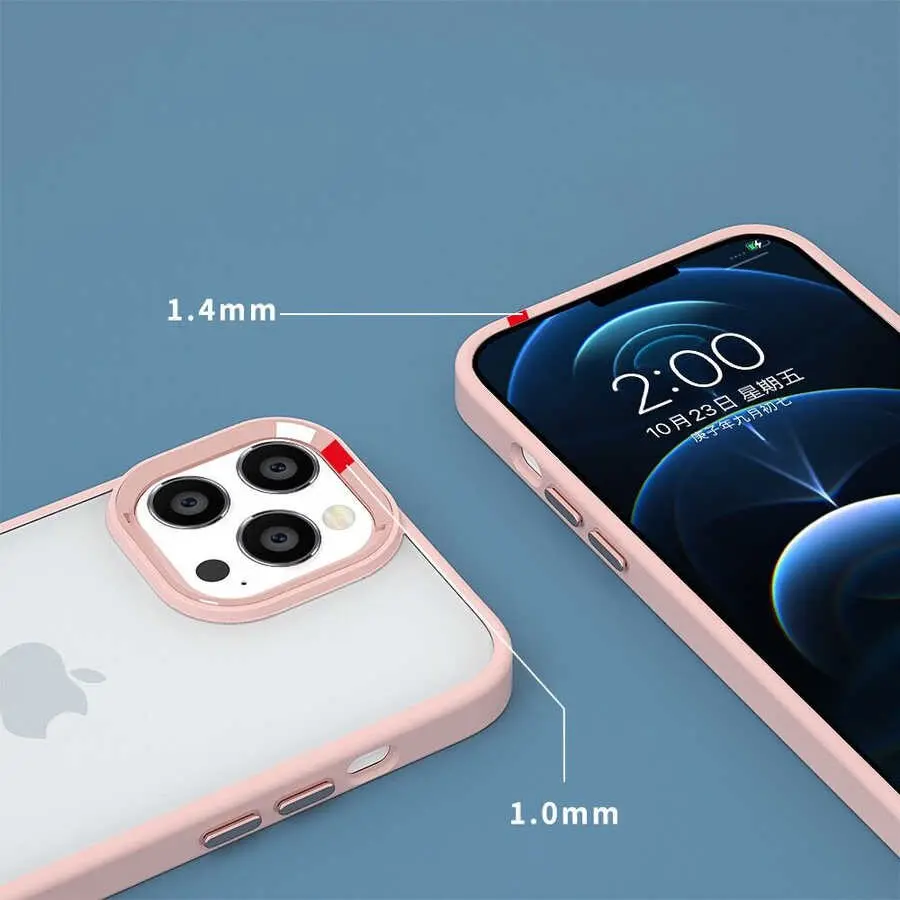 iPhone 14 Pro Max Şeffaf Arka Yüzeyli Kılıf - Zore Krom Kapak
