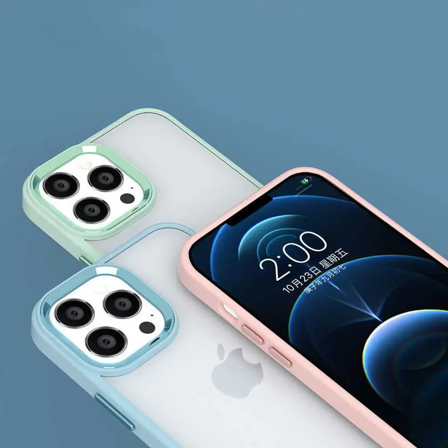 iPhone 14 Pro Max Şeffaf Arka Yüzeyli Kılıf - Zore Krom Kapak