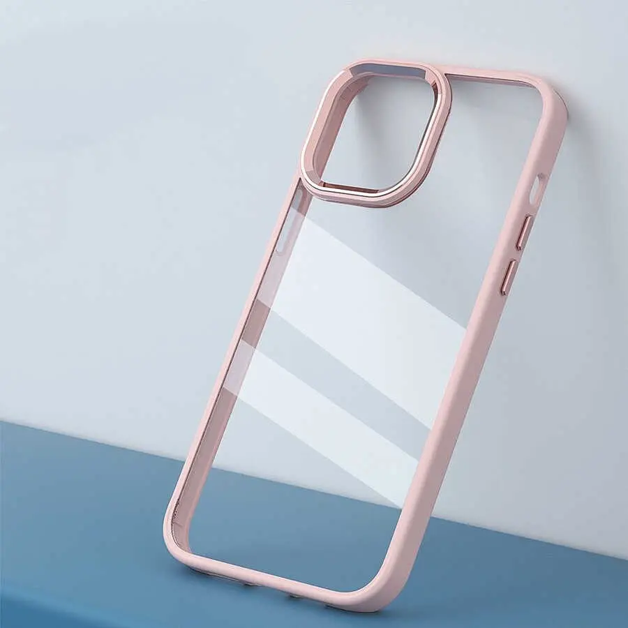 iPhone 14 Pro Max Şeffaf Arka Yüzeyli Kılıf - Zore Krom Kapak