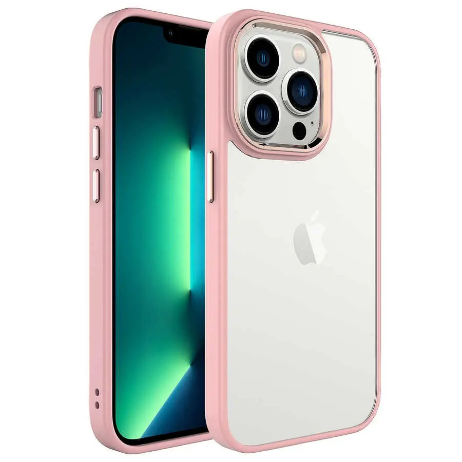 iPhone 14 Pro Max Şeffaf Arka Yüzeyli Kılıf - Zore Krom Kapak