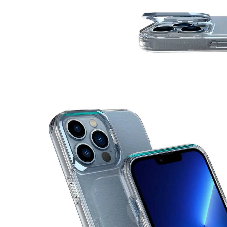 iPhone 14 Pro Max Şeffaf Kılıf, Metal Kamera Standlı - Zore Skuba