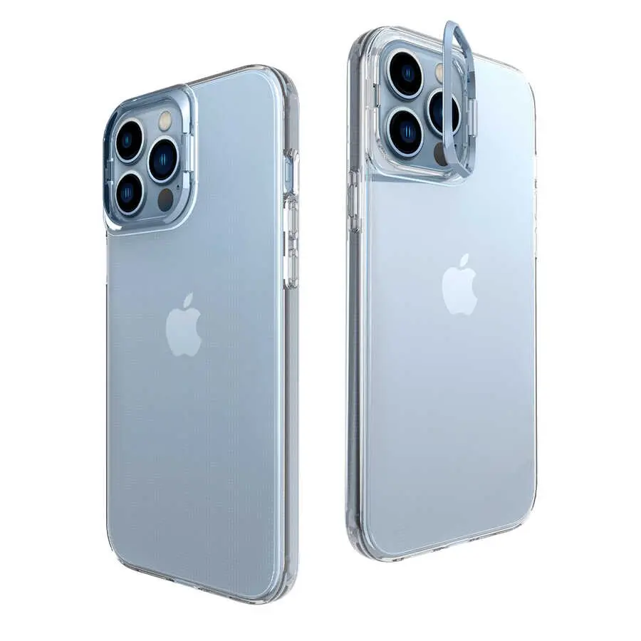 iPhone 14 Pro Max Şeffaf Kılıf, Metal Kamera Standlı - Zore Skuba