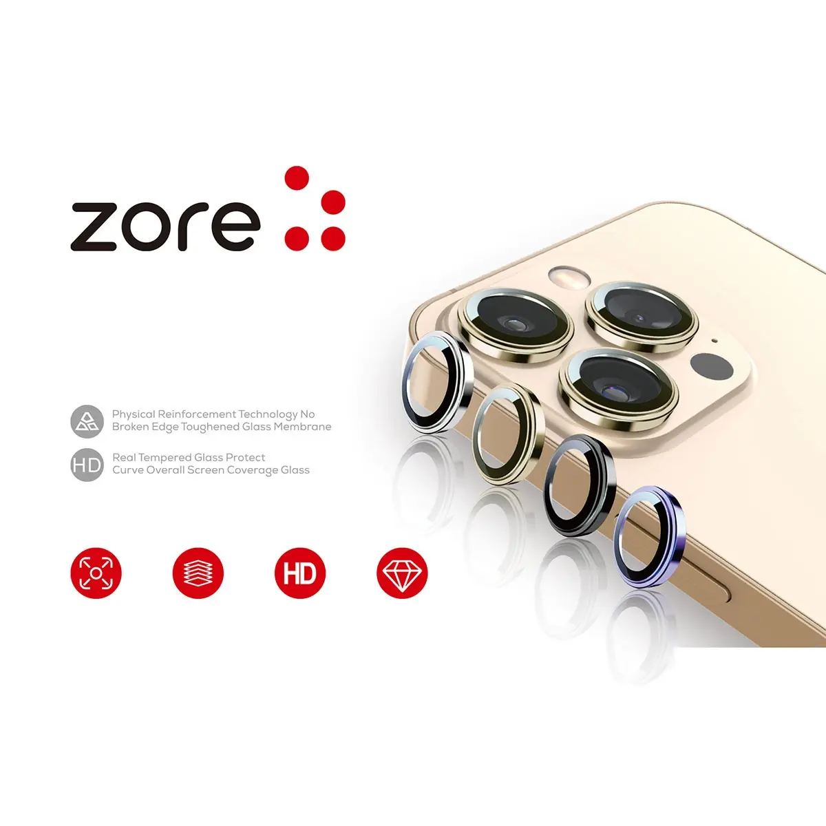 iPhone 14 Pro Max Safir Kamera Lens Koruyucu - Zore CL-12