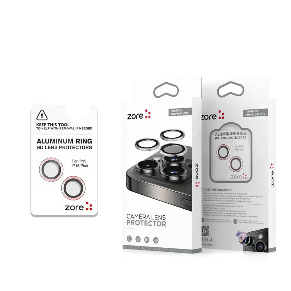 iPhone 15 Safir Kamera Lens Koruyucu, Parmak İzi Bırakmayan - Zore CL-15
