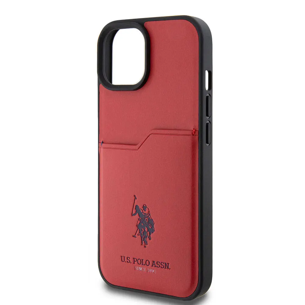 iPhone 15 Kartlıklı PU Kılıf - U.S. Polo Assn. Lisanslı Baskı Logolu
