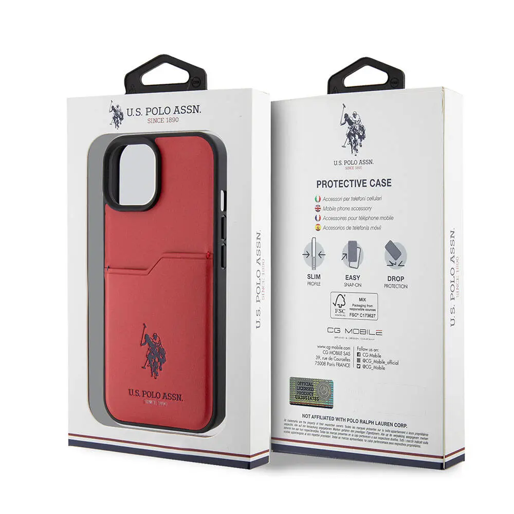 iPhone 15 Kartlıklı PU Kılıf - U.S. Polo Assn. Lisanslı Baskı Logolu
