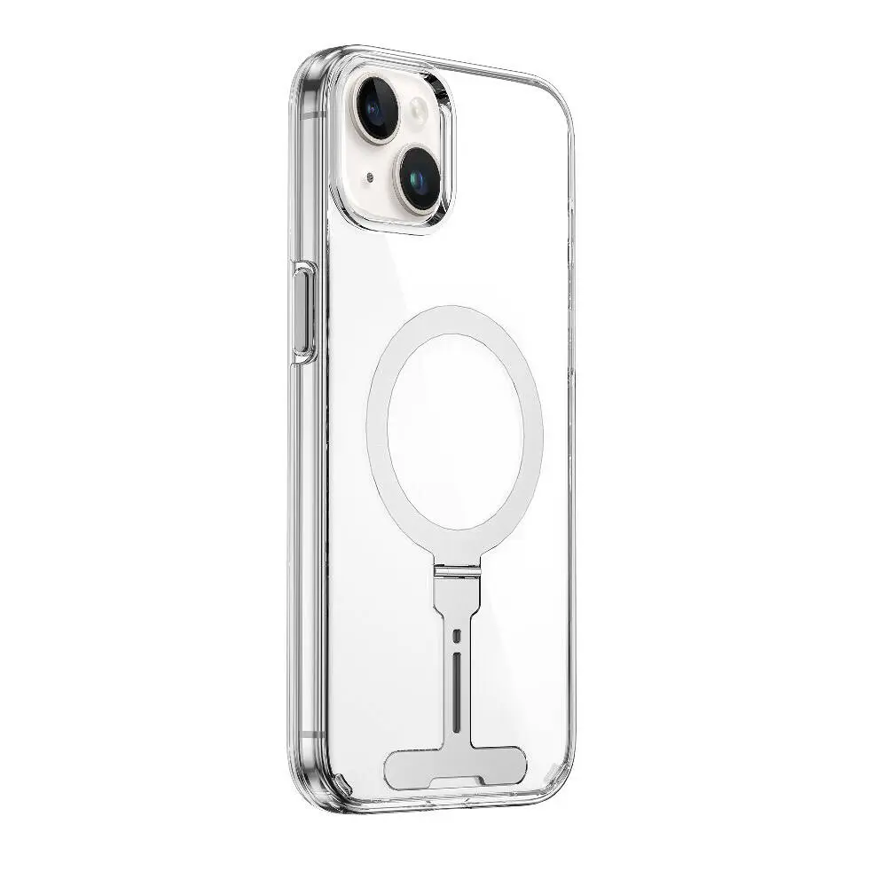 iPhone 15 MagSafe Uyumlu Şeffaf Kılıf, Metal Standlı - Wiwu FYY-014