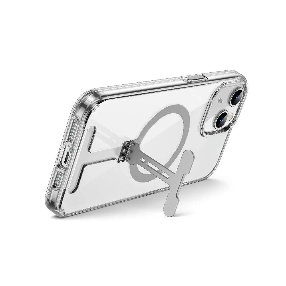 iPhone 15 MagSafe Uyumlu Şeffaf Kılıf, Metal Standlı - Wiwu FYY-014