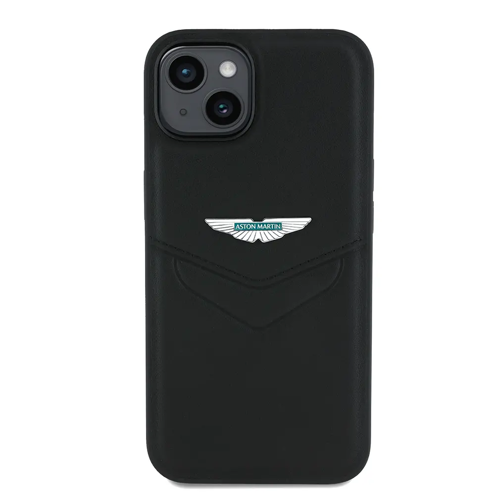 iPhone 15 Aston Martin Lisanslı PU Deri Metal Logolu Kılıf - Victory
