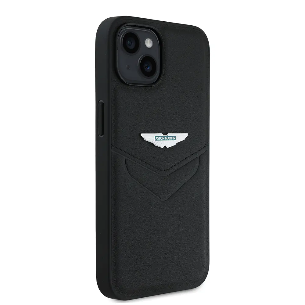 iPhone 15 Aston Martin Lisanslı PU Deri Metal Logolu Kılıf - Victory