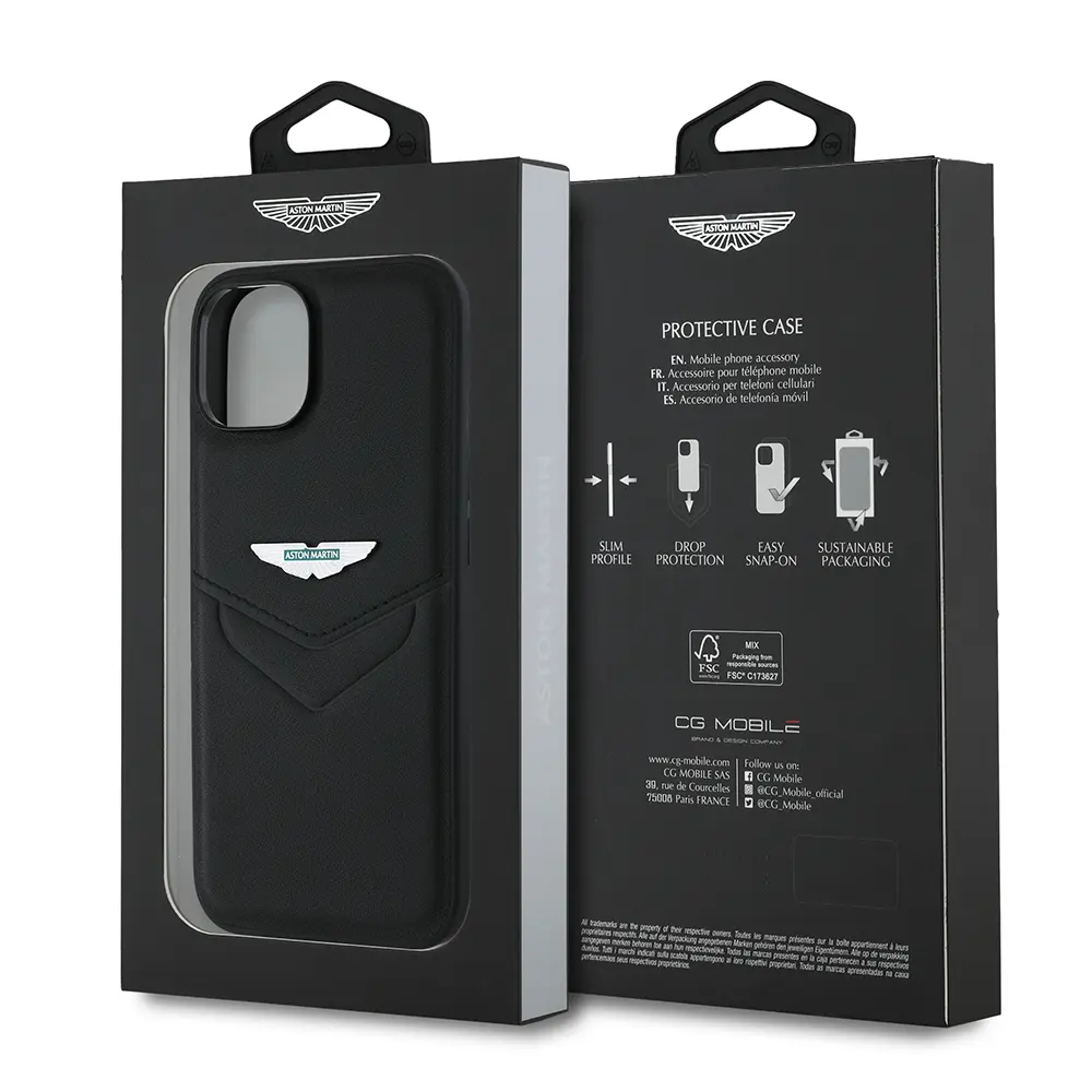 iPhone 15 Aston Martin Lisanslı PU Deri Metal Logolu Kılıf - Victory