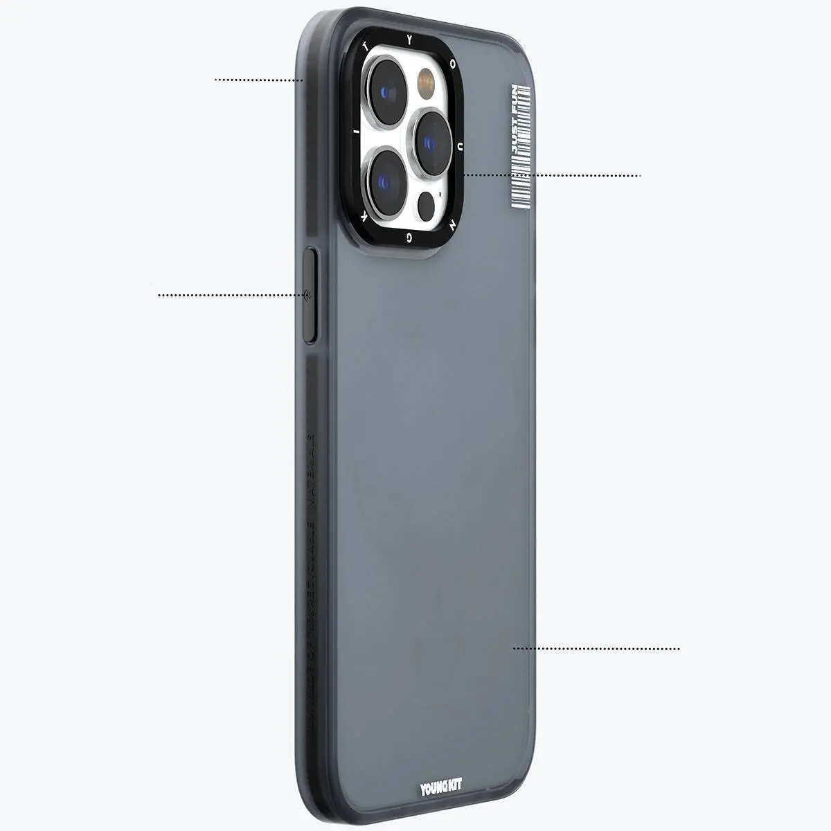 iPhone 15 Buzlu Mat Şeffaf Kılıf - Youngkit Colored Sand