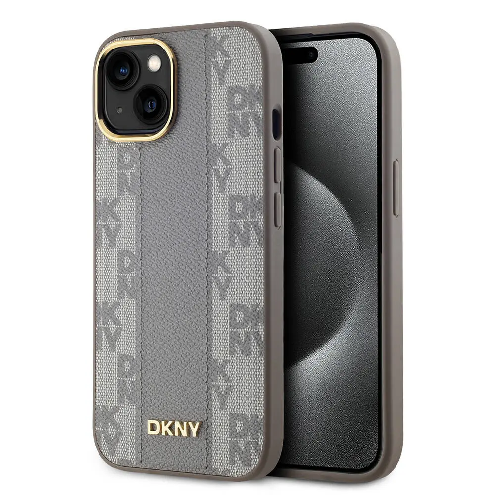 iPhone 15 MagSafe Uyumlu 3D Checkered Desenli Kılıf - DKNY