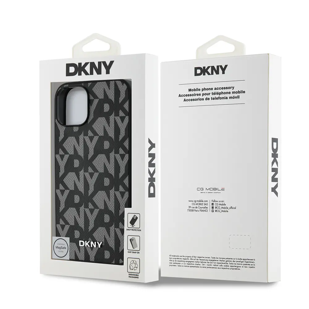 iPhone 15 MagSafe Uyumlu 3D Grid Desenli Kılıf - DKNY Lisanslı